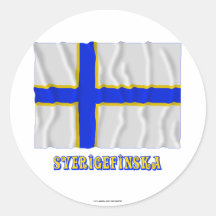 Sverigefinska som vinkar flagga med namn klistermärke