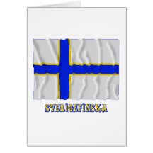 Sverigefinska som vinkar flagga med namn hälsnings kort