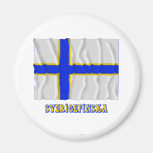 Sverigefinska som vinkar flagga med namn kylskåps magneter