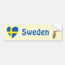 Sverigeflaggahjärta + Kartabildekal
