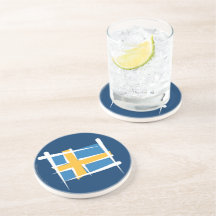 Sverigen borstar flagga glasunderlägg