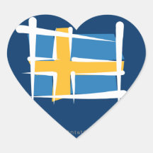 Sverigen borstar flagga hjärtklistermärken