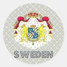 Sverigevapensköld Rund Klistermärke
