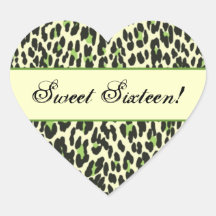 Sweet sixteen görar grön Leopardfödelsedag Klistermärke