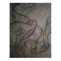 Swirly fåglar vykort
