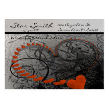 Swirly hjärtavisitkort - -