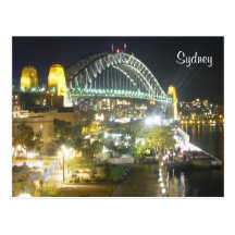 sydney överbryggar nattljus vykort