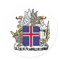 Symbol för Island officiellt vapensköldheraldik Rund Klistermärke
