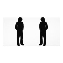 symbol för två grabbar för svart kall hälsningskort med foto