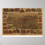 Synar Los Angeles CA fåglar 1891 panorama- kartläg Affischer