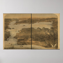 Synar San Francisco CA fåglar 1868 beskådar panora Affisch