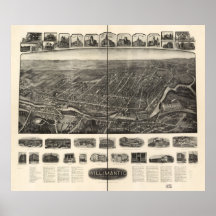 Synar Willimantic CT fåglar 1909 beskådar panorama Print