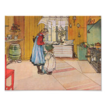 Systrar - Koket av Carl Larsson Fotografiska Tryck