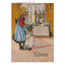 Systrar - Koket av Carl Larsson Hälsningskort