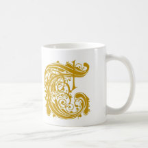 T Monogram Wedding Gold Mugs Cups and Steins