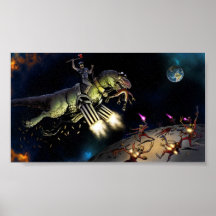 T-REX skjuter med kulspruta strid Posters