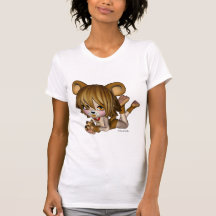 T-tröja för flicka för Kawaii Toon nötkreaturbjörn
