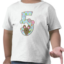 T-tröja för födelsedag för ballongmusblått 5th