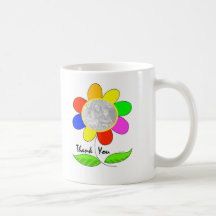 Tacka dig att blomma fotoet mugg