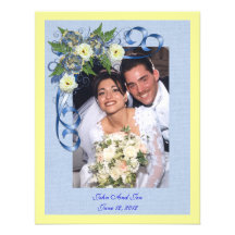 Tacka dig att card med fotoblåttblommigt anpassningsbara inbjudningskort