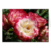 Tacka dig! Card rosa beställnings- vit rosblommor Kort