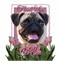 Tacka dig - rosa tulpan - mops photo cutouts