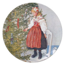 Tallrikar för helgdag för Carl Larsson julgran fes