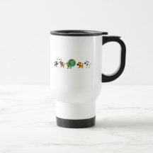 Tänkan görar grön (löv och fyra valper) mugg