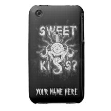 Tatuering för kyss för kall enkel klassikersvartvi Case-Mate iPhone 3 skydd