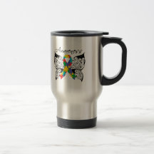 Tatueringfjärilsmedvetenhet - Autism Kaffe Mugg