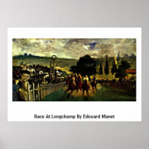 Tävling på Longchamp av Edouard Manet Affisch