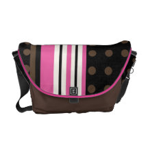 Tävlings- randar med polka dotsbrunt och rosor messenger bag