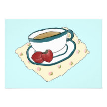 Tea och jordgubbeanpassadeinbjudan