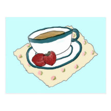 Tea- och jordgubbevykort