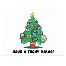 techy elektronikchrismasträd vykort
