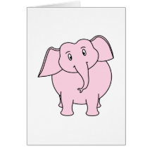 Tecknad av en rosa elefant hälsnings kort