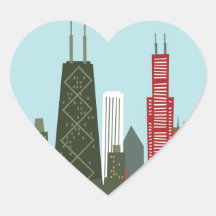Tecknad Chicago Hjärtformade Klistermärken