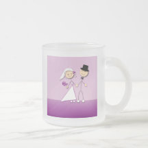 Tecknadbrud och brudgum kaffe kopp