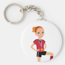 Tecknadflickafotboll Keychain Nyckelringar