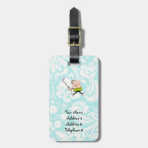 Tecknadgolfare; Gulligt Bag Tags