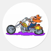 TecknadMotorcyclist Rund Klistermärke
