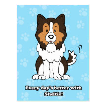TecknadSheltie vykort
