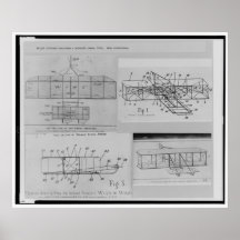 TECKNINGAR FÖR PATENT FÖR WRIGHT BRODERFLYGPLAN PRINT
