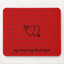 Teeny mycket liten svart Heart2 Mus Mattor