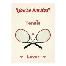 Tennisälskarehjärtor Individuella Inbjudningskort