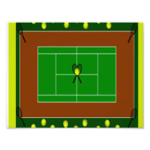 Tennisbana- & tennisRacquets Fototryck