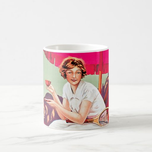 Tenniskvinna från den Phoscao annonsen Kaffe Koppar