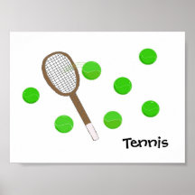 TennisRacquet och tennisbollar Affisch