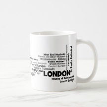 Textkonst "London ", Kaffe Koppar
