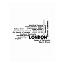 Textkonst "London ", Vykort